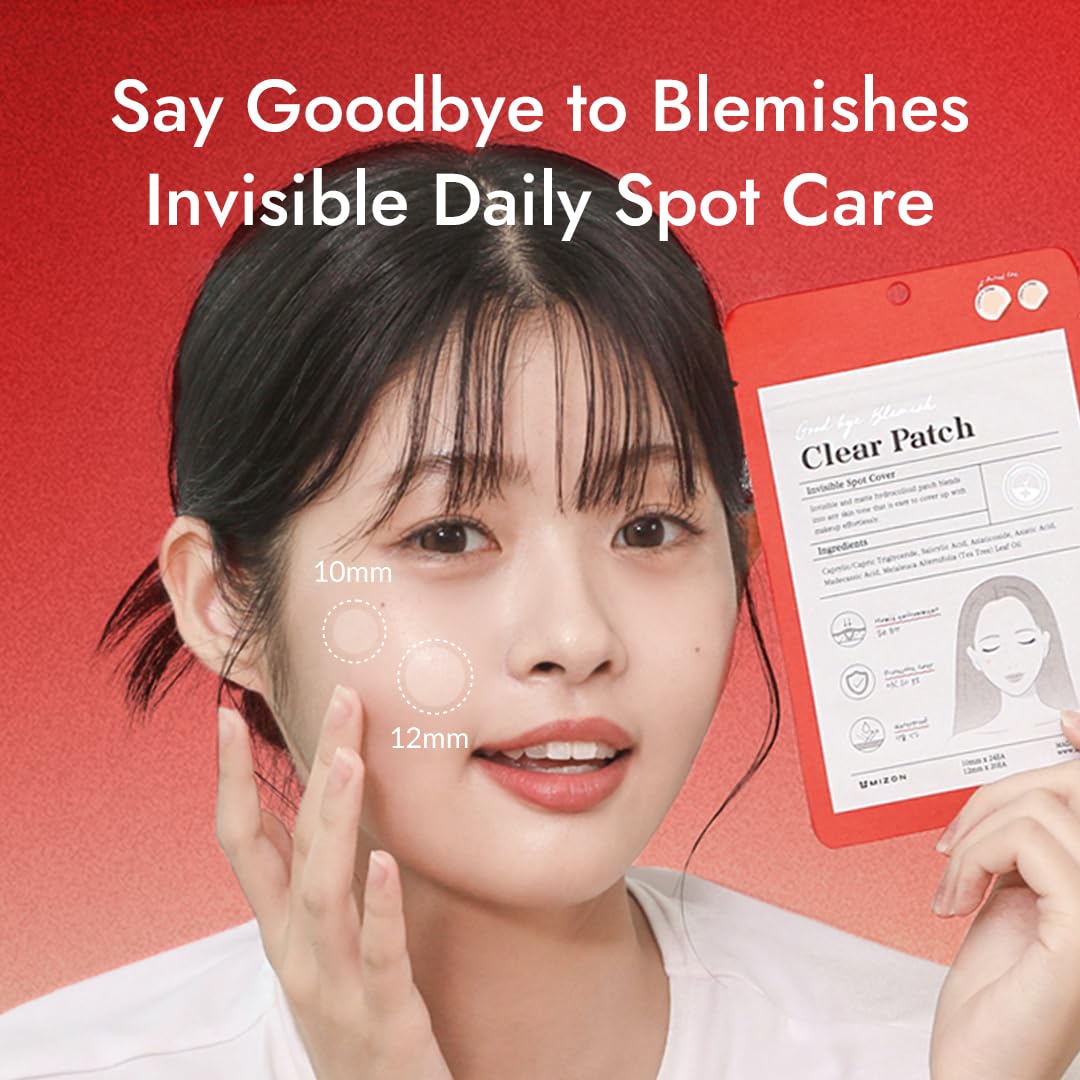MIZON Good Bye Blemish Clear Patch Invisible Korean Acne Pimple Covering Zits Waterproof Non-drying Thin Cover Excellent Skin Adhesion Patch Spot Cover (44ea)