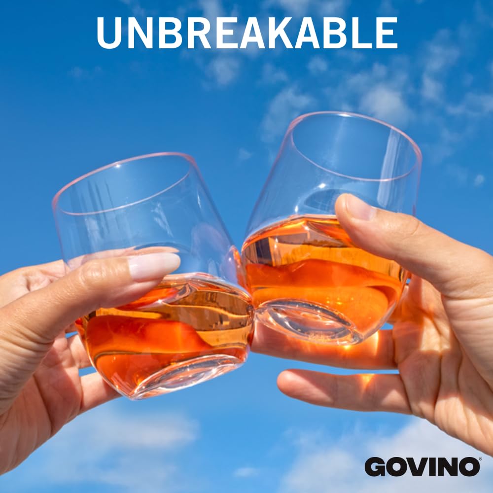 govino Unbreakable Stemless Flute Glass 9 oz – Set of 12