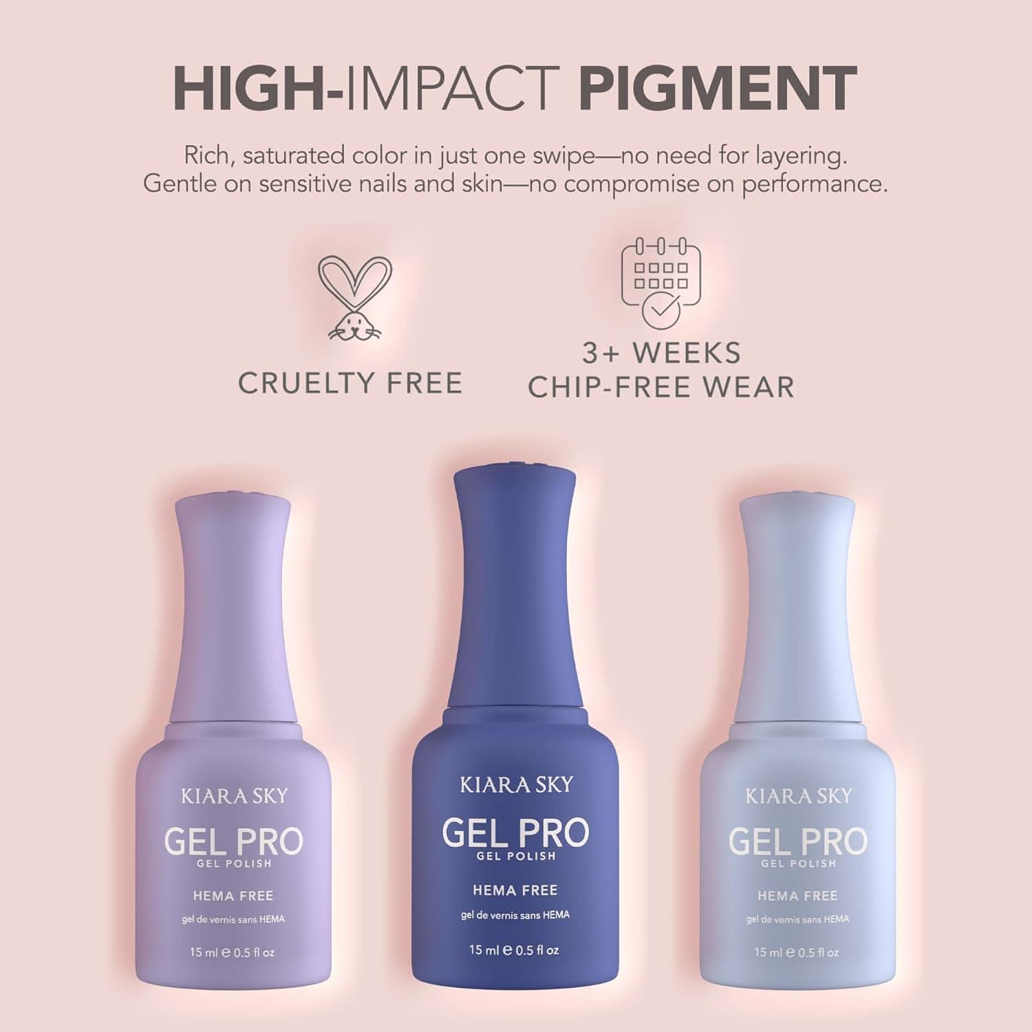 KIARA SKY Gel Pro HEMA-FREE Gel Polish Collection, 0.5 Fl Oz in each Bottle, 150 Colors