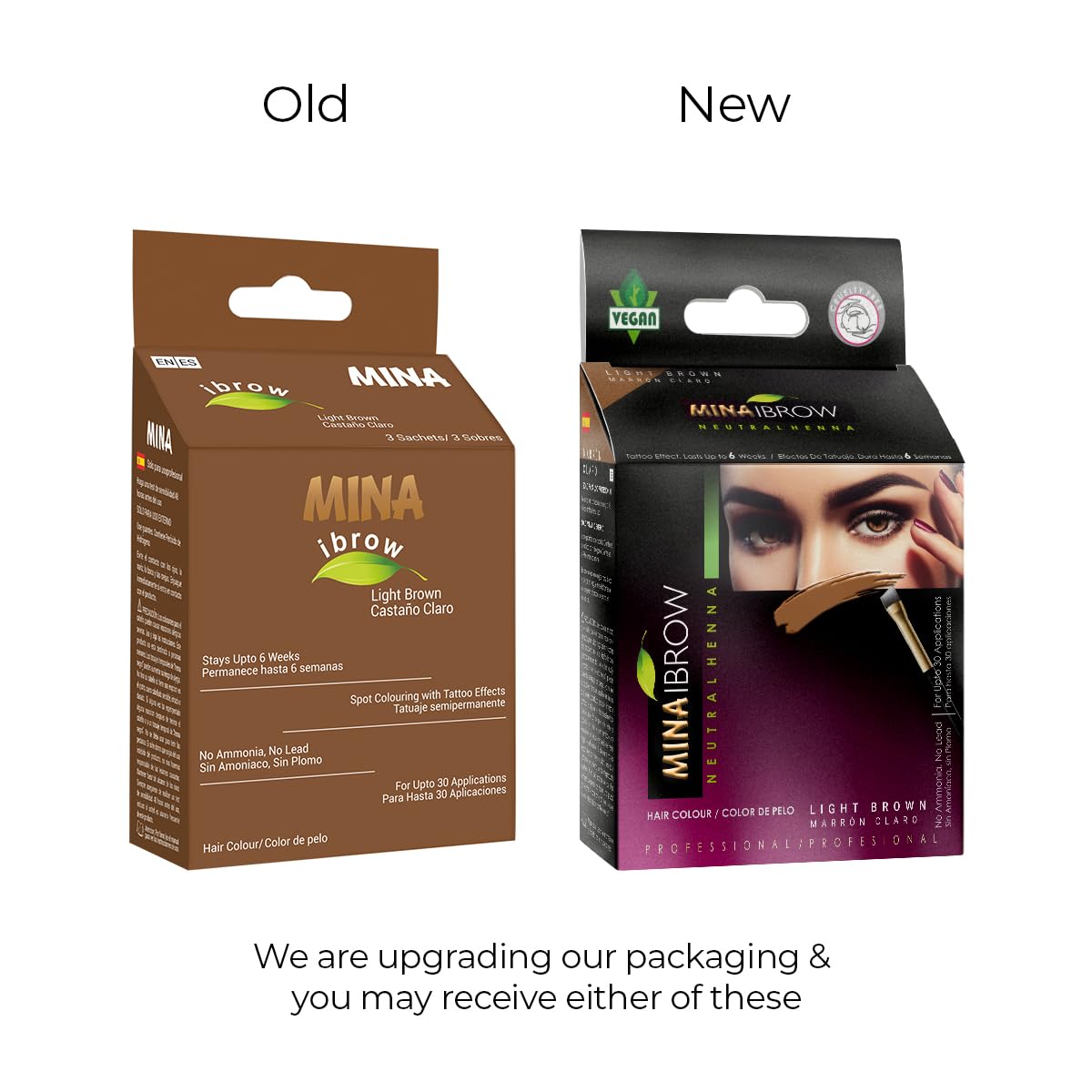 Mina Ibrow Henna Regular Brow Tint Kit - Light Brown With Rose Water 200ml