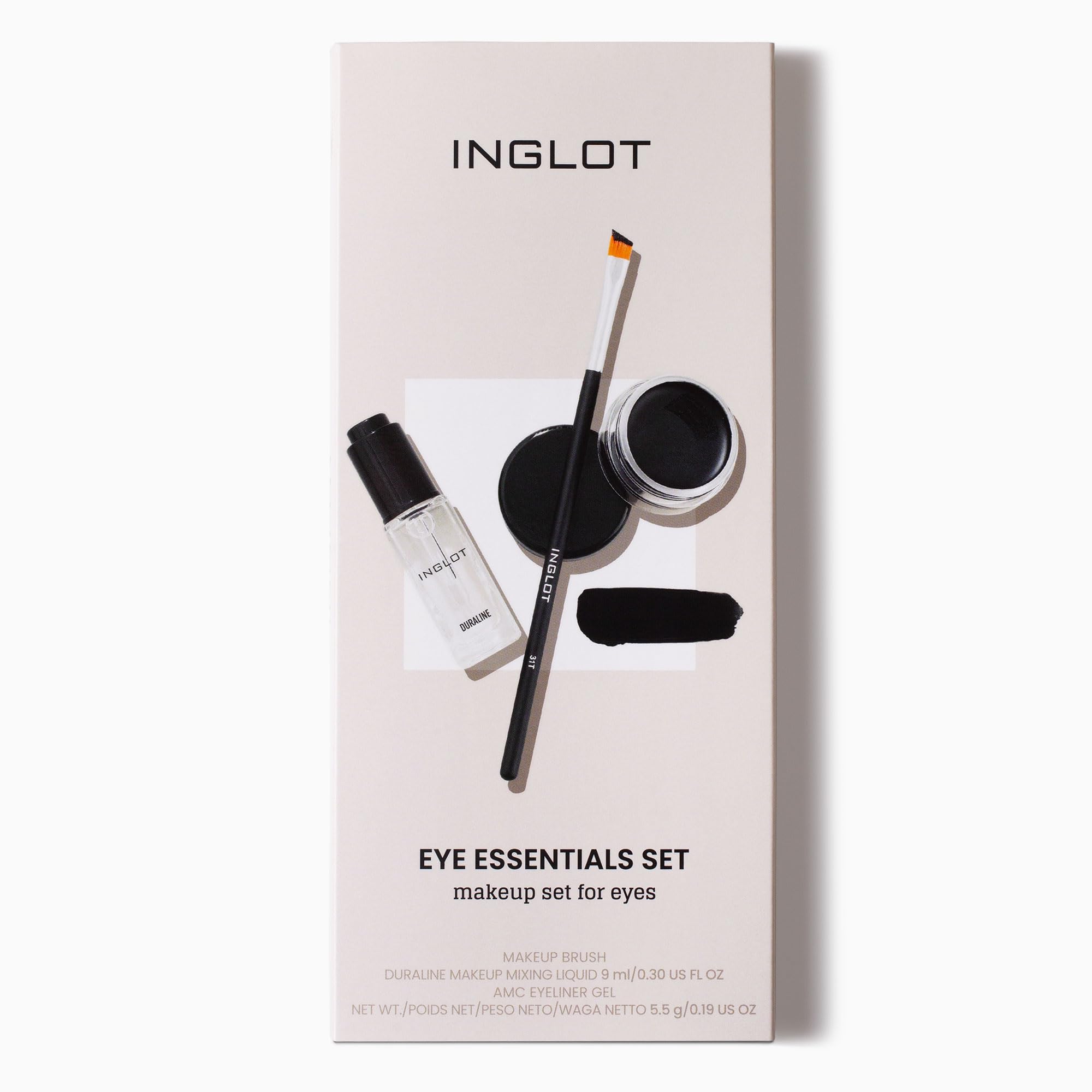 Inglot Eye Essentials Set | Duraline + AMC Eyeliner Gel 77 + Makeup Brush 31T |