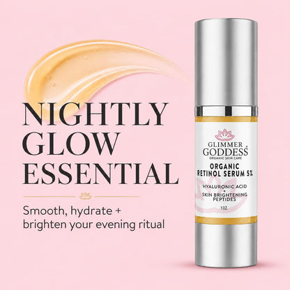 Glimmer Goddess Organic Retinol Serum 5% with Hyaluronic Acid & Squalane 1 oz (SEASONAL)