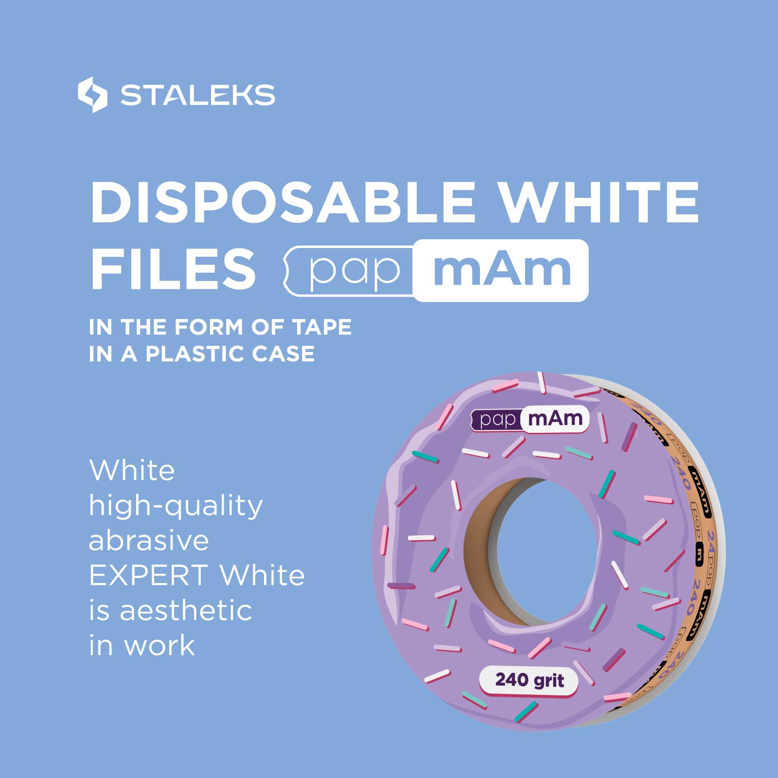 White Disposable Abrasive Tape papmAm Expert (Without Plastic case) STALEKS PRO 240 grit