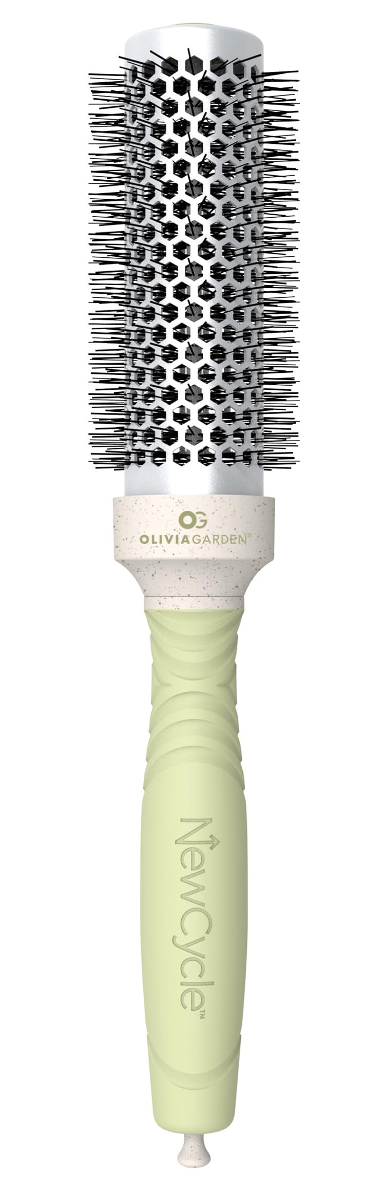 Olivia Garden NewCycle Round Thermal Hair Brush (not electrical) with ceramic barrel, ionic technology and made from 100% recycled material (except bristles)