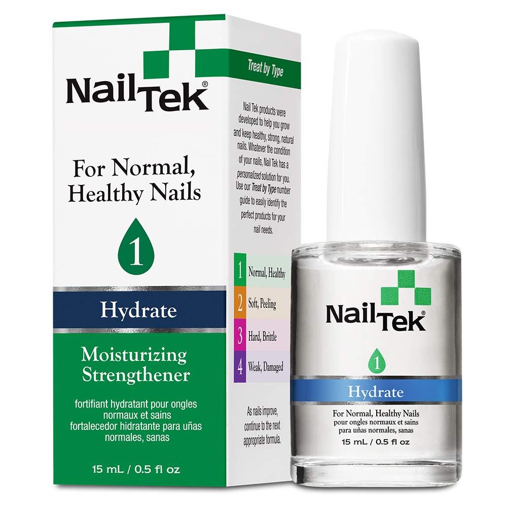 Nail Tek Hydrate 1 Moisturizing Strengthener for Strong Healthy Nails Nourish Protect from Chips Splits Peeling and Breakage 0.5 oz