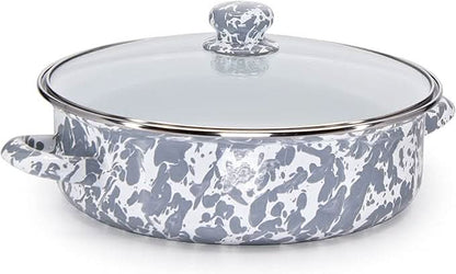 Golden Rabbit Non-Stick Enamelware 3 qt Saute Pan with Lid