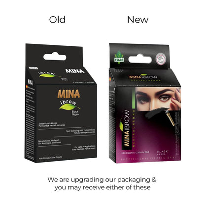 Mina IBrow Instant Hair Dye Kit Black with Rose Water 200 ml & Duo Angled Brush