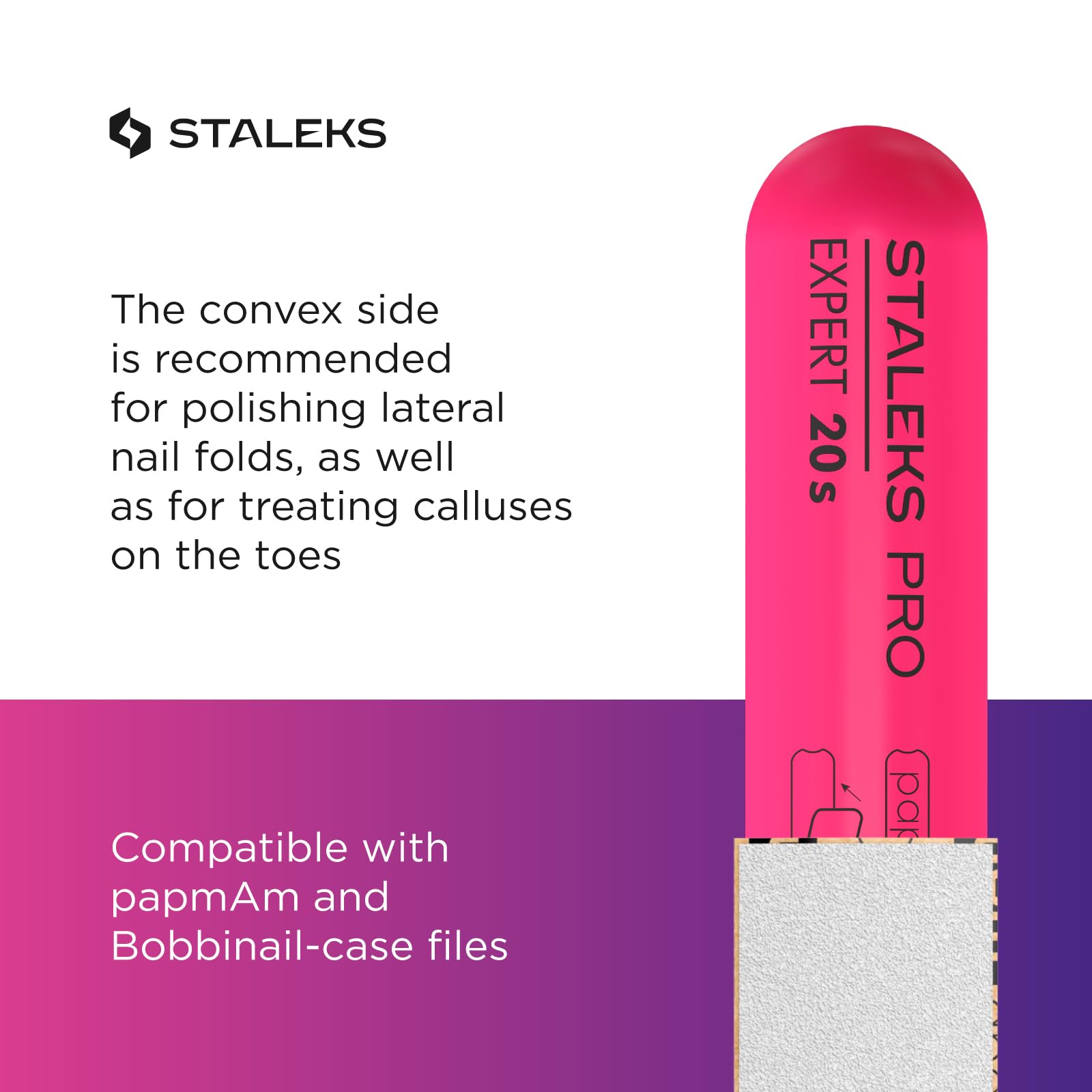 STALEKS Slanted Plastic Nail File, Straight (Base) SPBE-20s, Pink