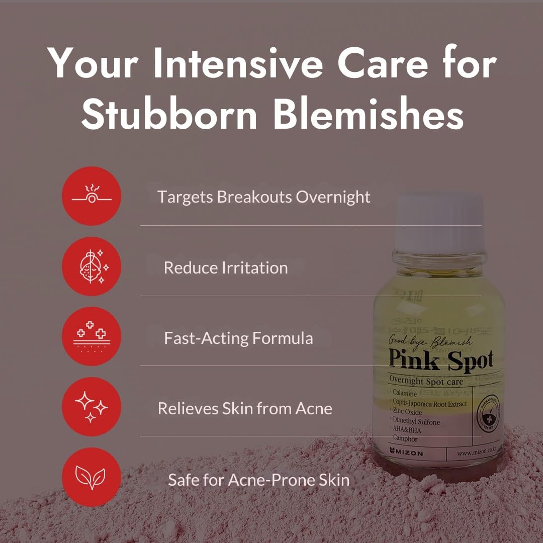 MIZON Pink Spot Overnight Spot Care Pimple Care Product, 19ml/0.65 fl oz