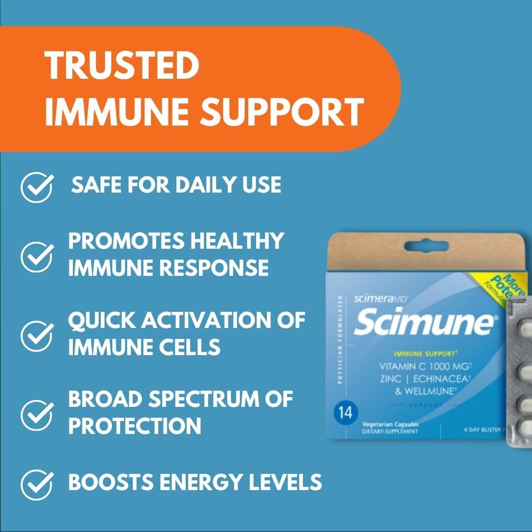 ScimeraMD® Scimune Immune Support Supplement with Zinc, Quercetin, Echinacea, and Wellmune® Beta Glucan