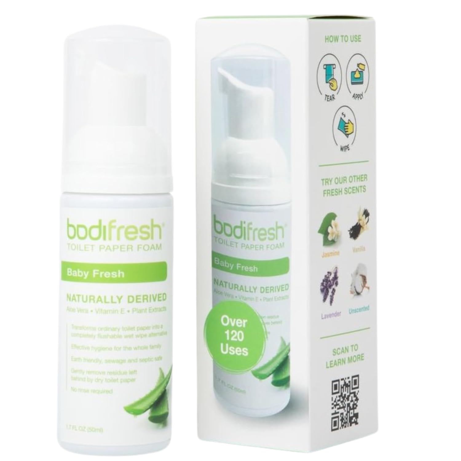 BODI FRESH - Toilet Paper Foam, Liquid Wet Wipe with Aloe & Vitamin E       1.7 Fl Oz - 3PACK