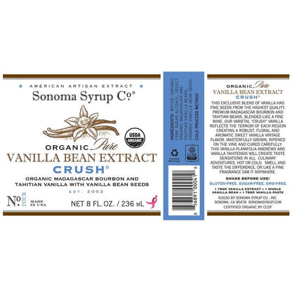 Sonoma Syrup Organic Pure Vanilla Bean Extract “Crush" 8 oz