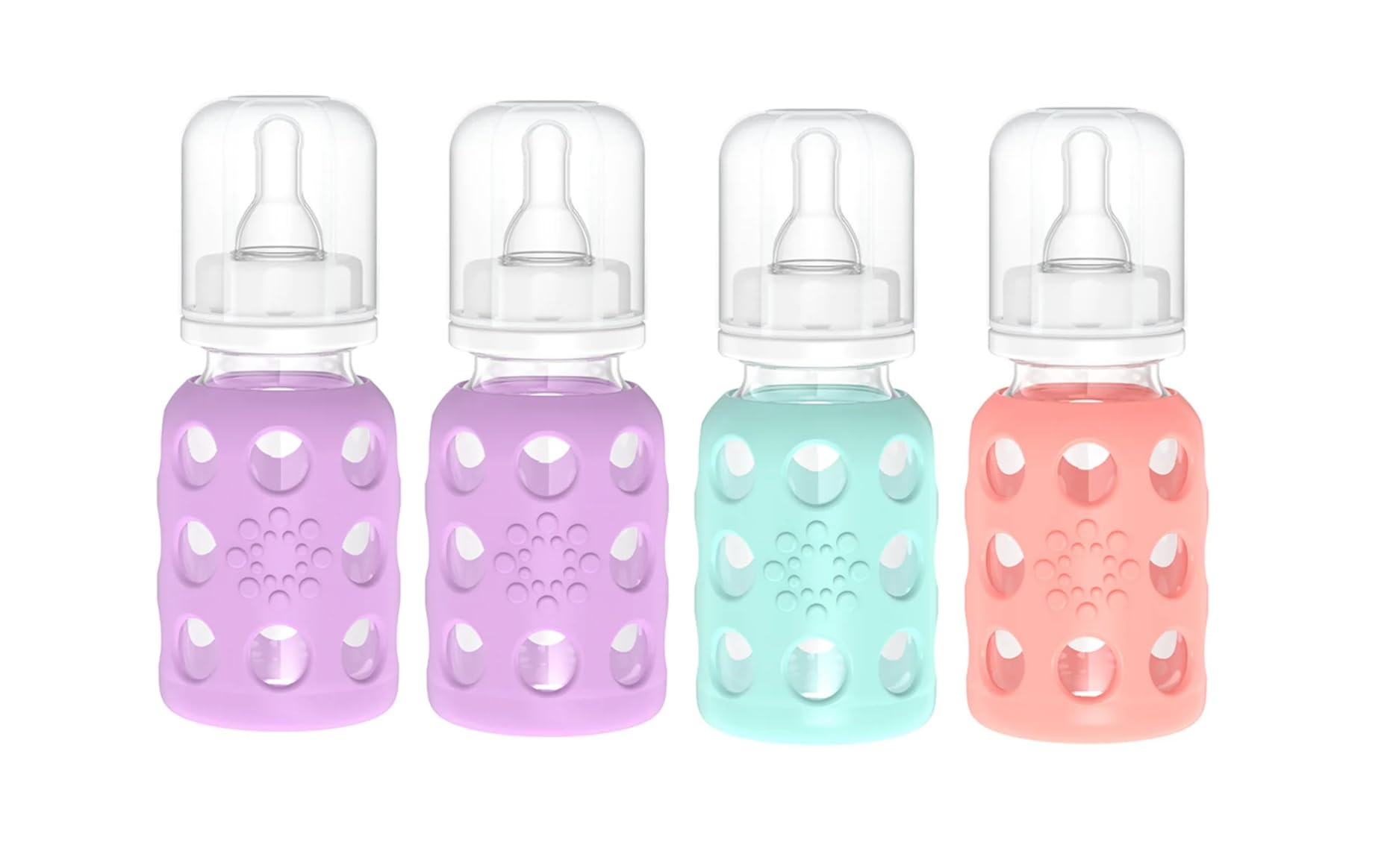 Lifefactory 4oz Glass Baby Bottle (Mint/Spring Green 4pk)