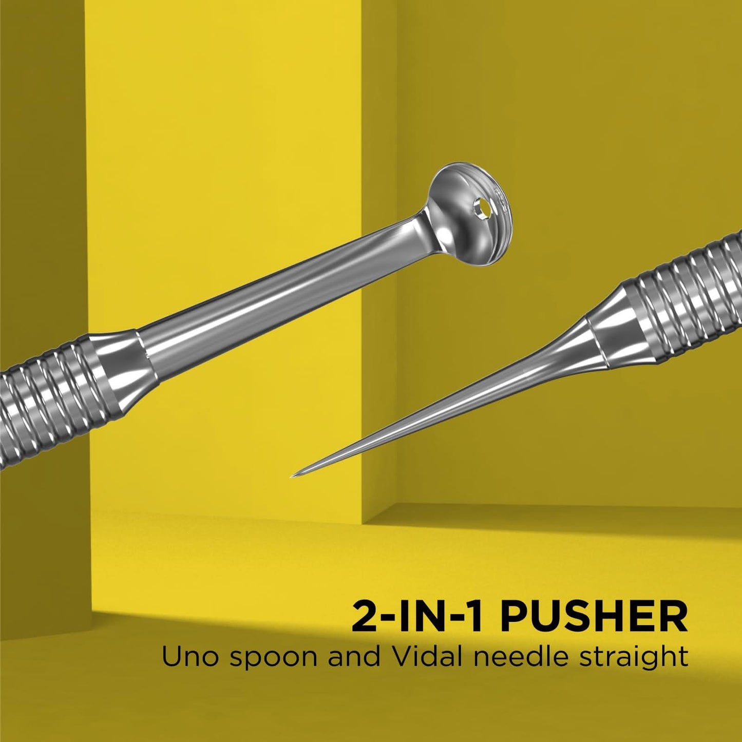Staleks Pro Cosmetology Double-Ended Tool Expert 20 Type 4 – Uno Spoon & Vidal Needle – Stainless Steel Blackhead Remover – Pimple Extractor Tool