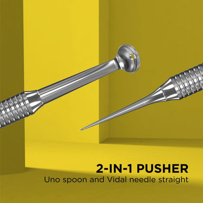 Staleks Pro Cosmetology Double-Ended Tool Expert 20 Type 4 – Uno Spoon & Vidal Needle – Stainless Steel Blackhead Remover – Pimple Extractor Tool