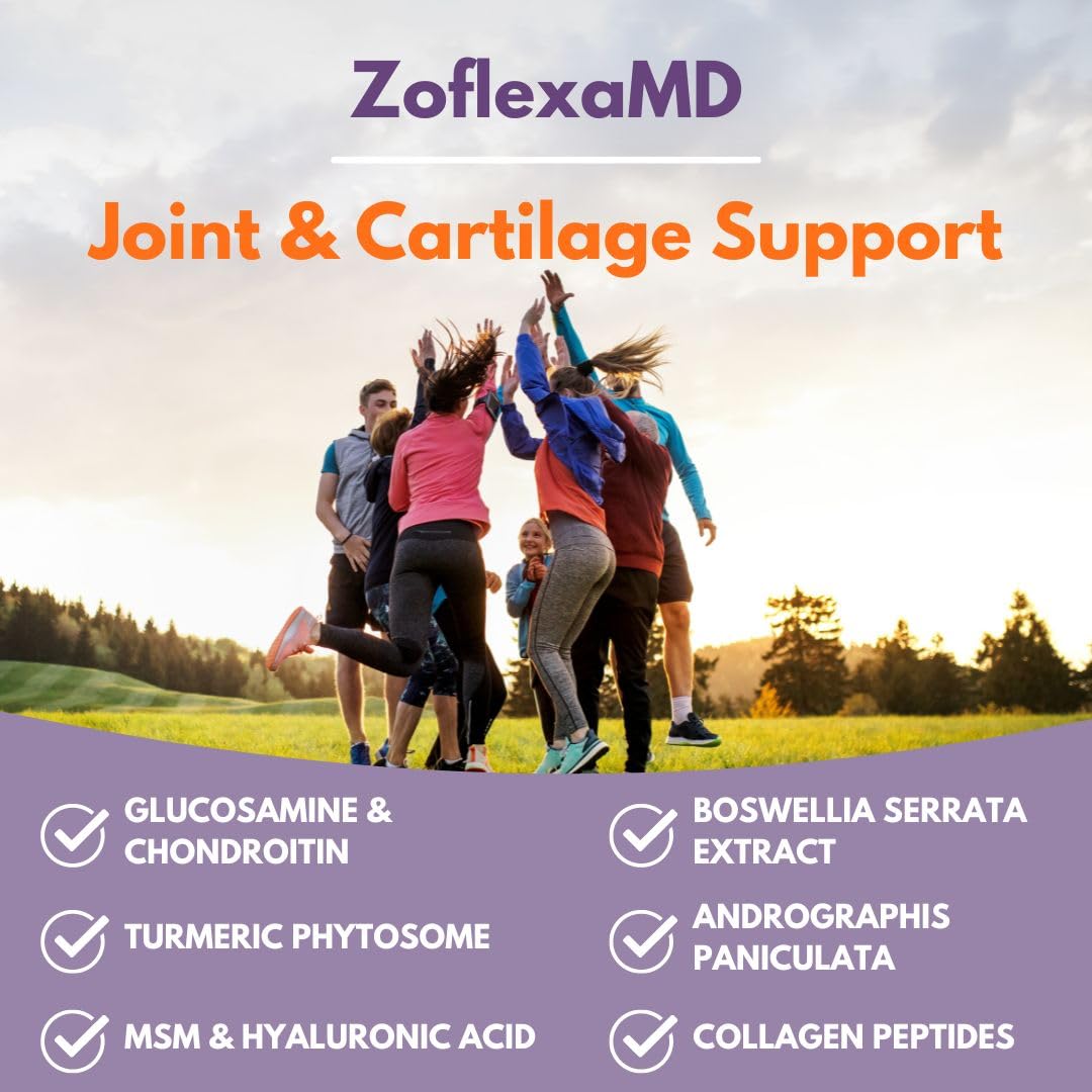 Scimera MD® Zoflexa Joint Support Supplement with Glucosamine, Chondroitin, Boswellia, Turmeric, MSM, for Joint and Cartilage Health, 60 CT