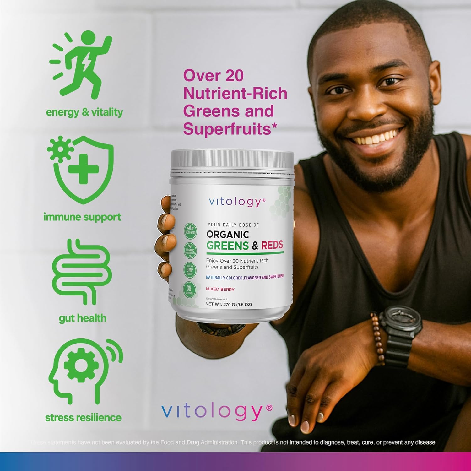 Organic Greens & Reds Superfood Powder 270 G (9.5 oz)