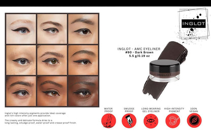 INGLOT AMC EYELINER + DURALINE BUNDLE 3 PIECE SET (GEL 77 + GEL 90 + Duraline)