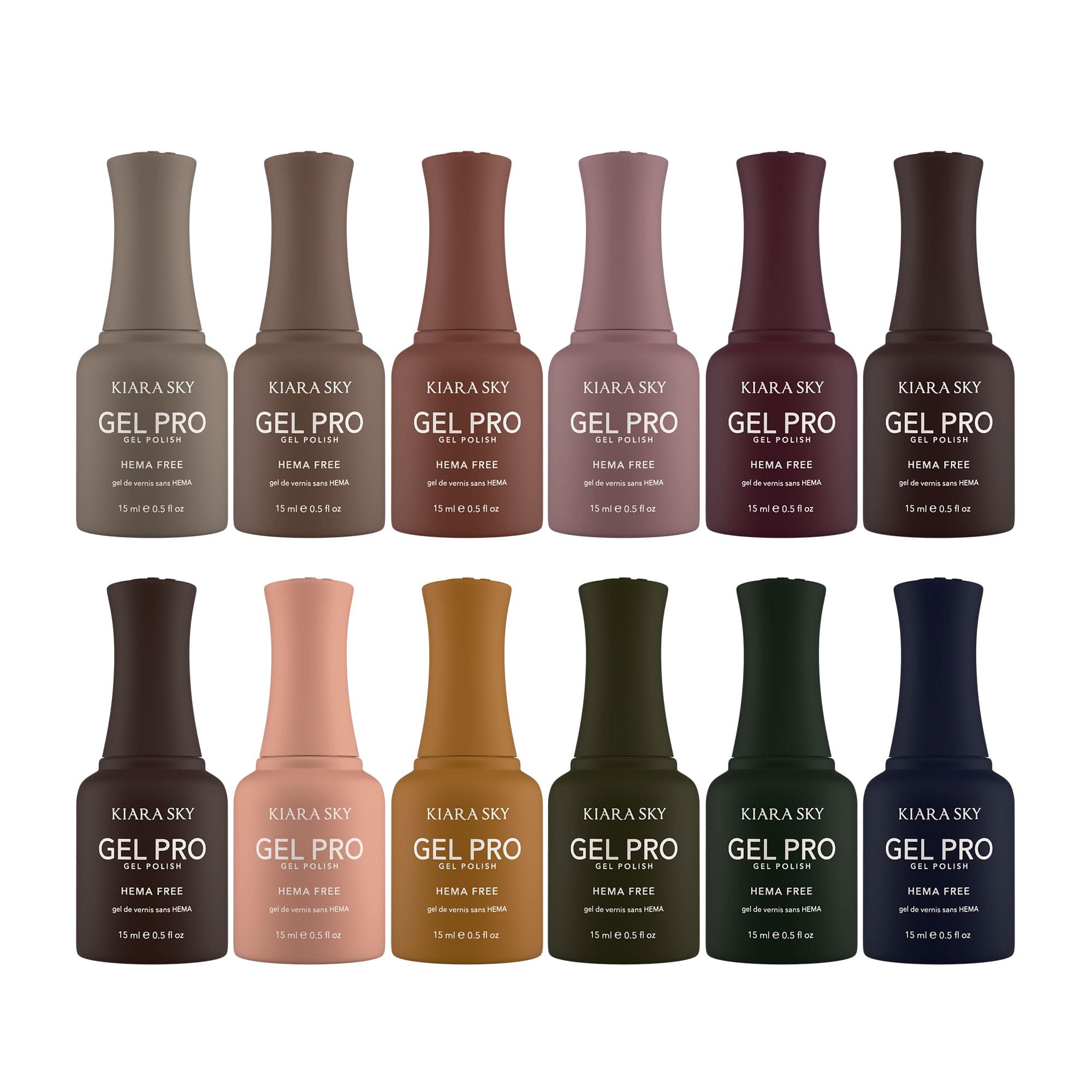 KIARA SKY Gel Pro HEMA-FREE Gel Nail Polish Collection, 12 colors each Bottle 0.5 Fl Oz, The Fall Edit