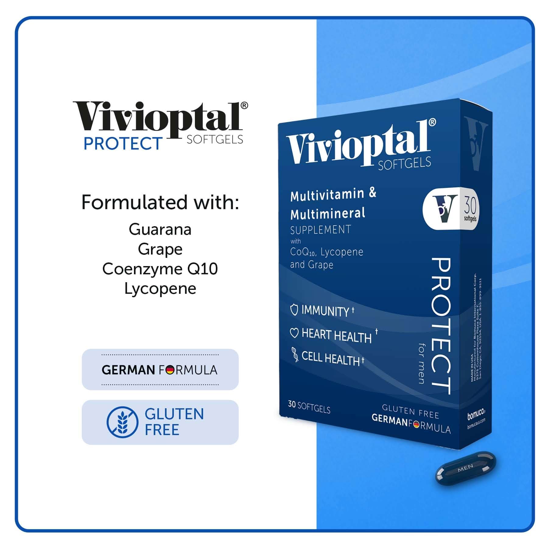Vivioptal for Men, 30 Softgels + Vivioptal Lux, 60 Softgels, Multivitamin & Multimineral, Gluten Free, German Formula
