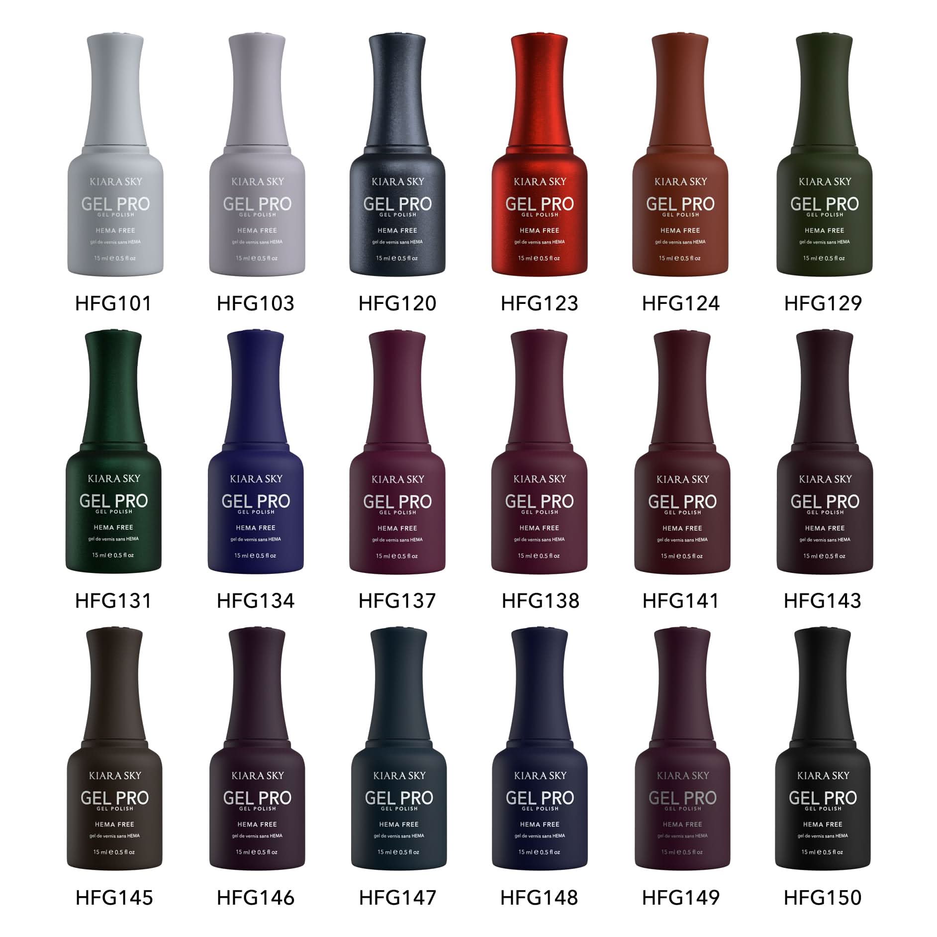 KIARA SKY Gel Pro HEMA-FREE Gel Nail Polish Collection, 18 colors each Bottle 0.5 Fl Oz, The Winter Wonderland