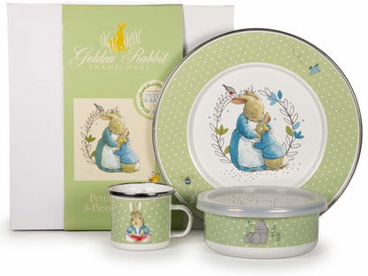 Golden Rabbit Enamelware 3-piece Child Dinner Sets