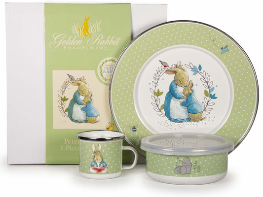 Golden Rabbit Enamelware 3-piece Child Dinner Sets