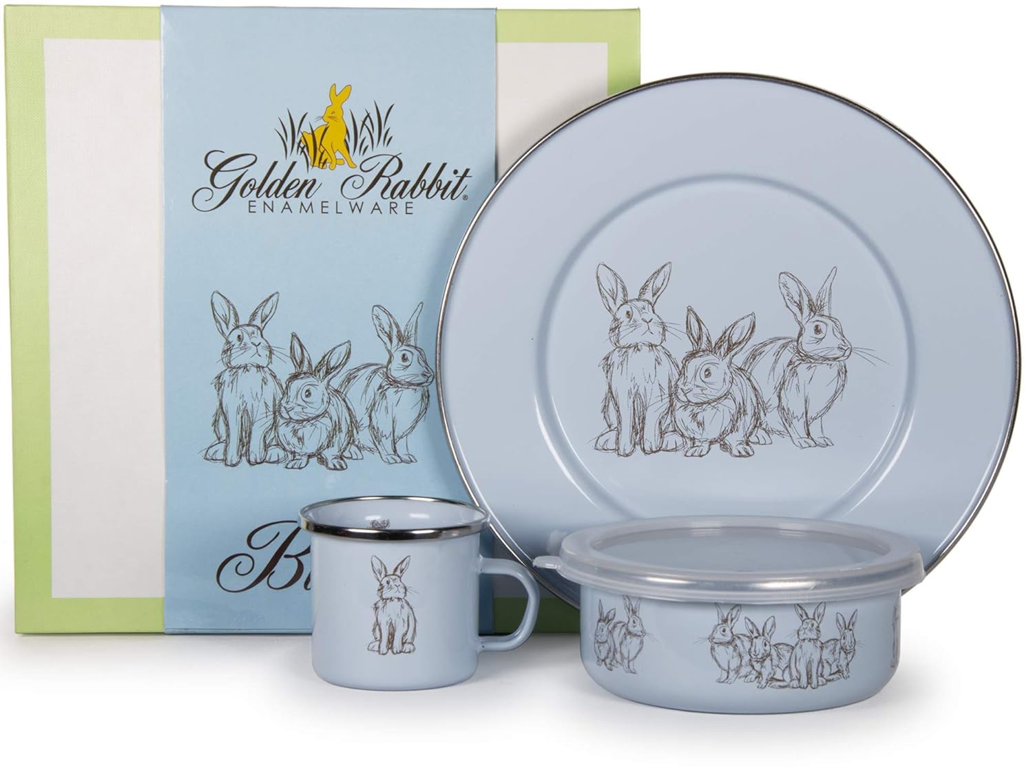 Golden Rabbit Enamelware 3-piece Child Dinner Sets