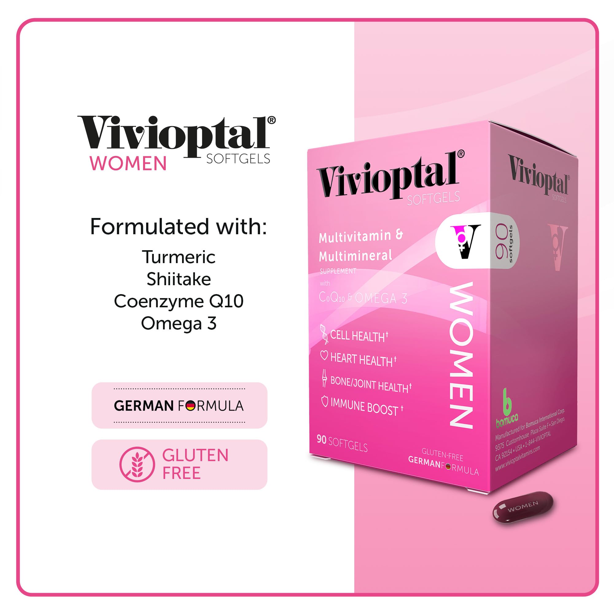 Vivioptal Women 90 Softgels - Multivitamin & Multimineral Supplement - CoQ10 & Omega-3