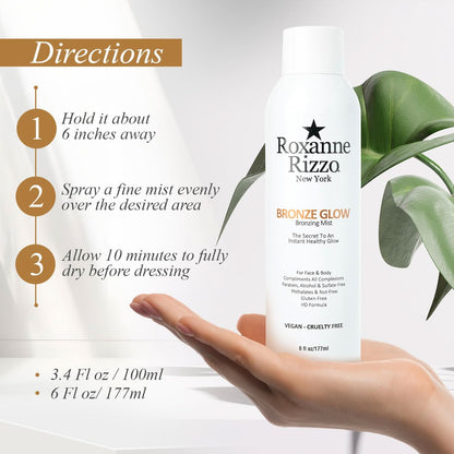 Roxanne Rizzo No Filter Skin Set - Bronze Glow Mist 6oz/177ml + Wall Street Bronzer Powder .3oz/8g
