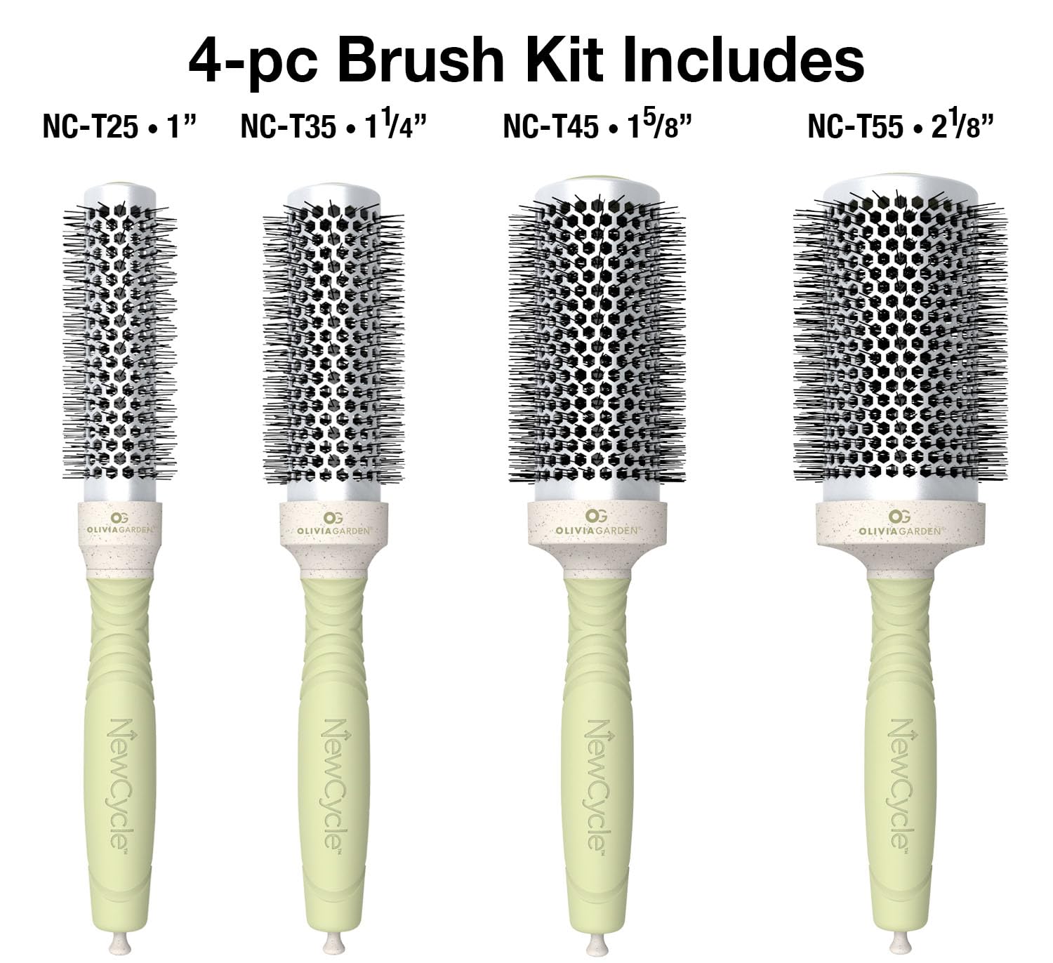 Olivia Garden NewCycle Round Thermal Hair Brush (not electrical) with ceramic barrel, ionic technology and made from 100% recycled material (except bristles)