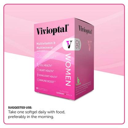 Vivioptal Women, 90 Capsules, CoQ10 & Omega-3, Multivitamin & Multimineral, Gluten Free, German Formula