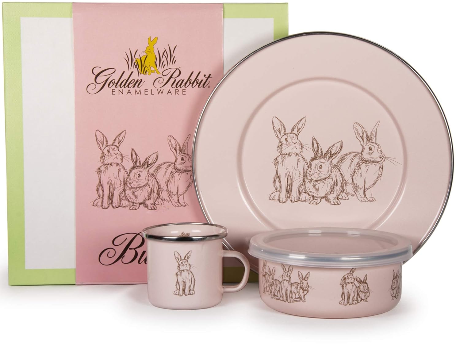 Golden Rabbit Enamelware 3-piece Child Dinner Sets