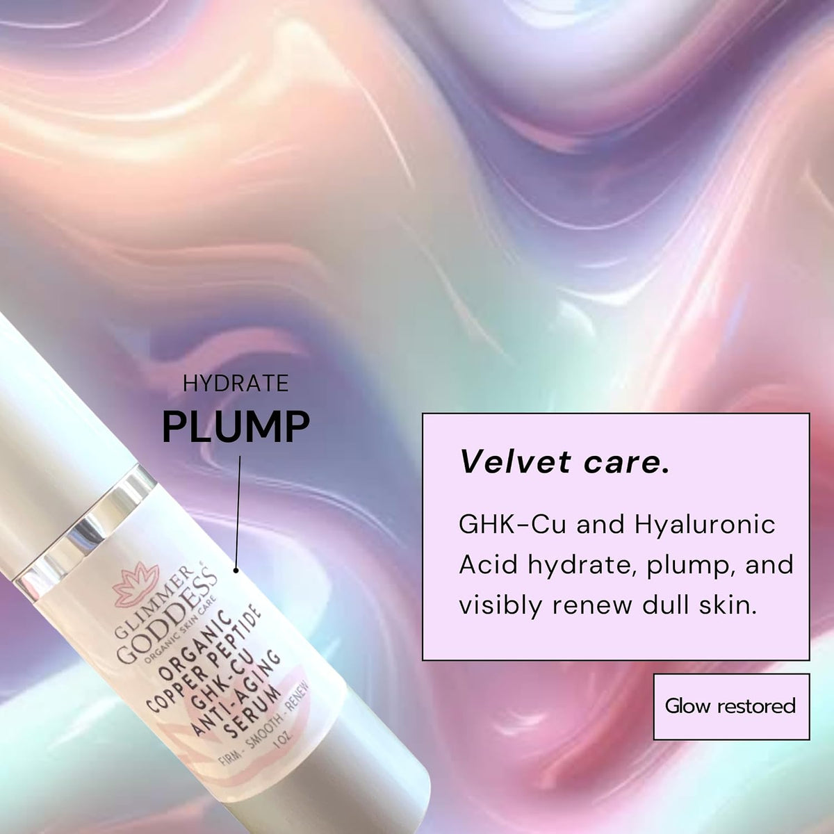 GLIMMER GODDESS GHK-Cu Peptide Argireline Matrixyl 3000 Face Serum 1 oz