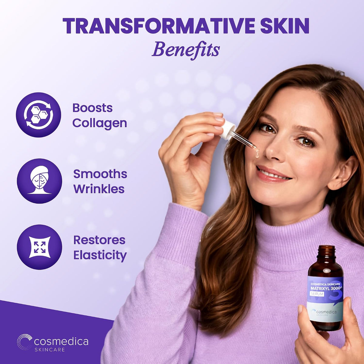 Cosmedica Skincare Peptide Serum with Matrixyl 3000 & Hyaluronic Acid, 2oz