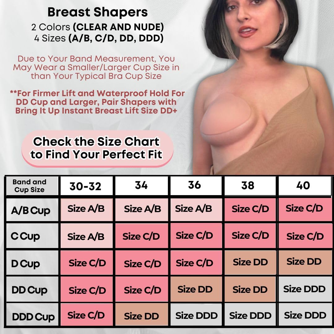 Push Up Sticky Bra, Breast Lifters, Backless Bra, Strapless Bra, Breast Shaper, Adhesive Bra, Nipple Cover, Pasty, Cup Size (US, Cup Band, A, B, Clear)