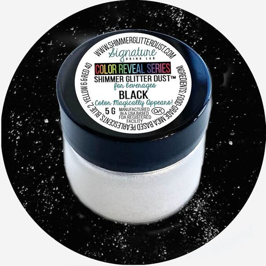 Signature Drink Labs Shimmer Glitter Dust - Color Series Black - 8 ounce Shaker