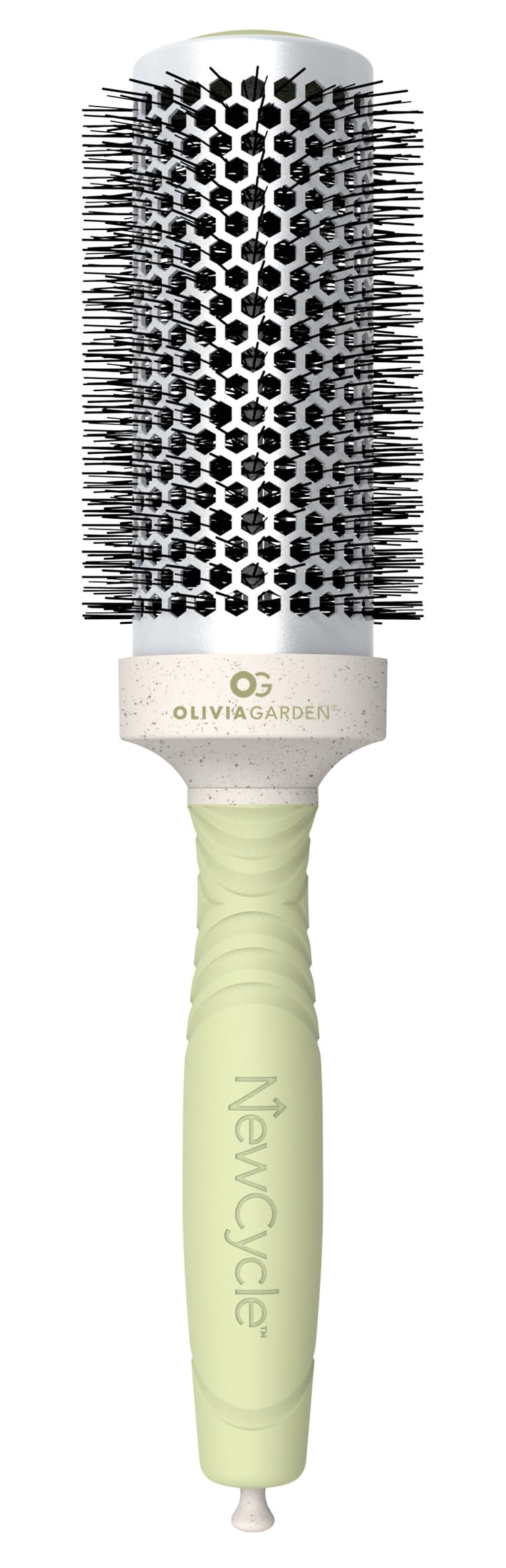 Olivia Garden NewCycle Round Thermal Hair Brush (not electrical) with ceramic barrel, ionic technology and made from 100% recycled material (except bristles)