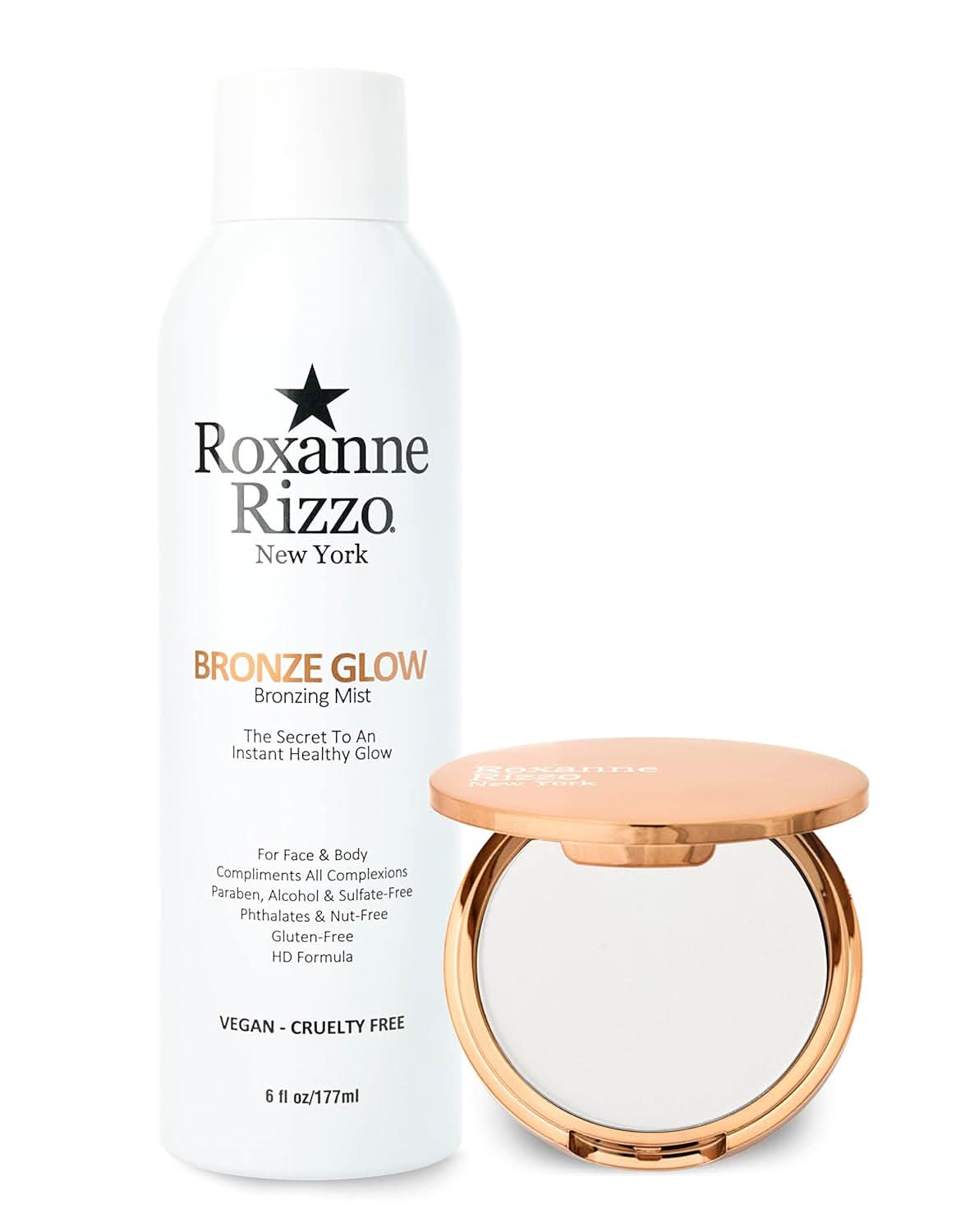 Roxanne Rizzo No Filter Skin Set - Bronze Glow Mist 6oz/177ml + Wall Street Bronzer Powder .3oz/8g