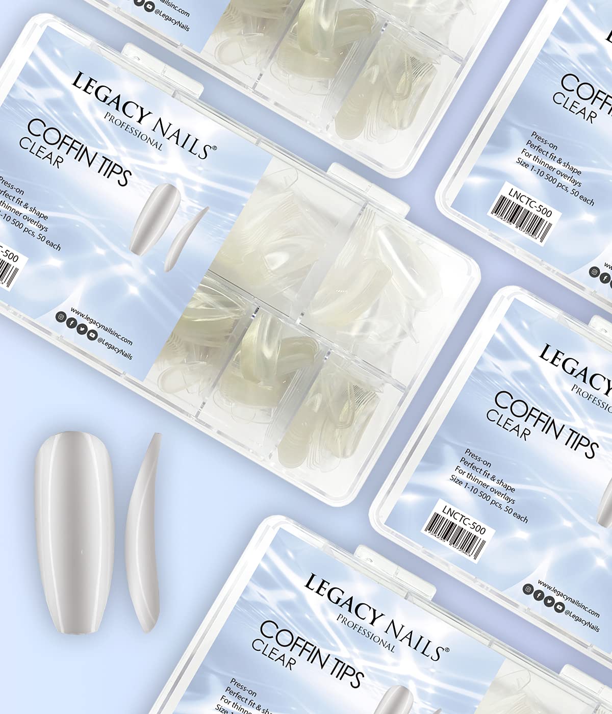 Legacy Nails Professional Nail Tips - Ideal for Acrylic, Gel or Smart Builder Gel Nails