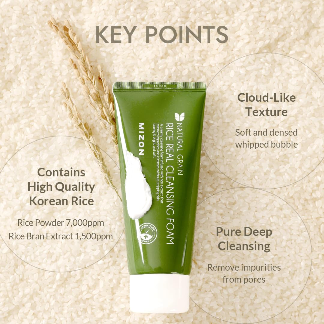 MIZON Rice Real Cleansing Foam, 150ml (5.07 fl oz)