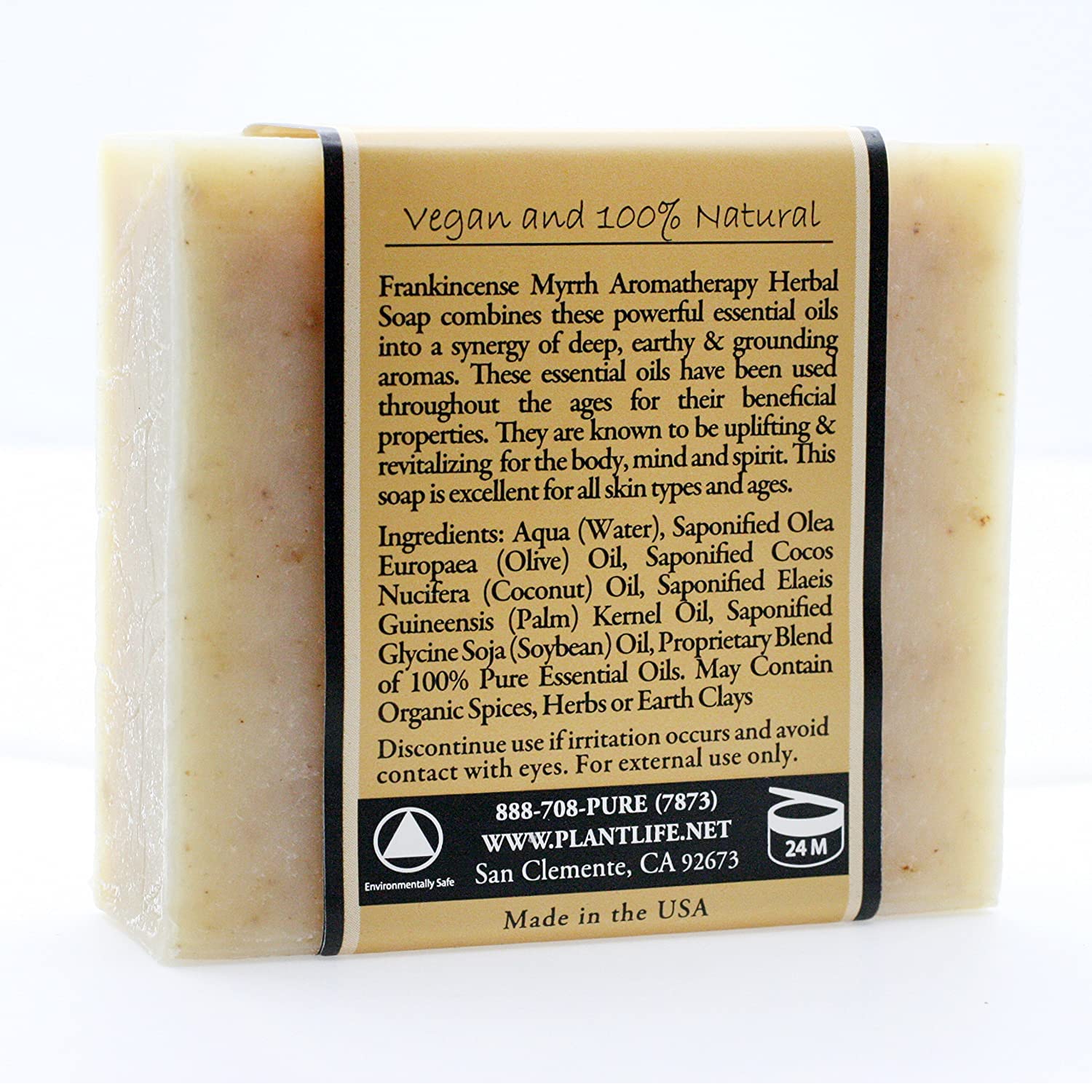 Plantlife Frankincense Myrrh Bar Soap - Moisturizing and Soothing Soap for Your Skin - Hand Crafted Using Plant-Based Ingredients - Made in California 4oz Bar