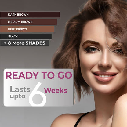 Mina IBrow Instant Hair Dye Kit with Rose Water 200 ml & Duo Angled Brush, Dark Brown