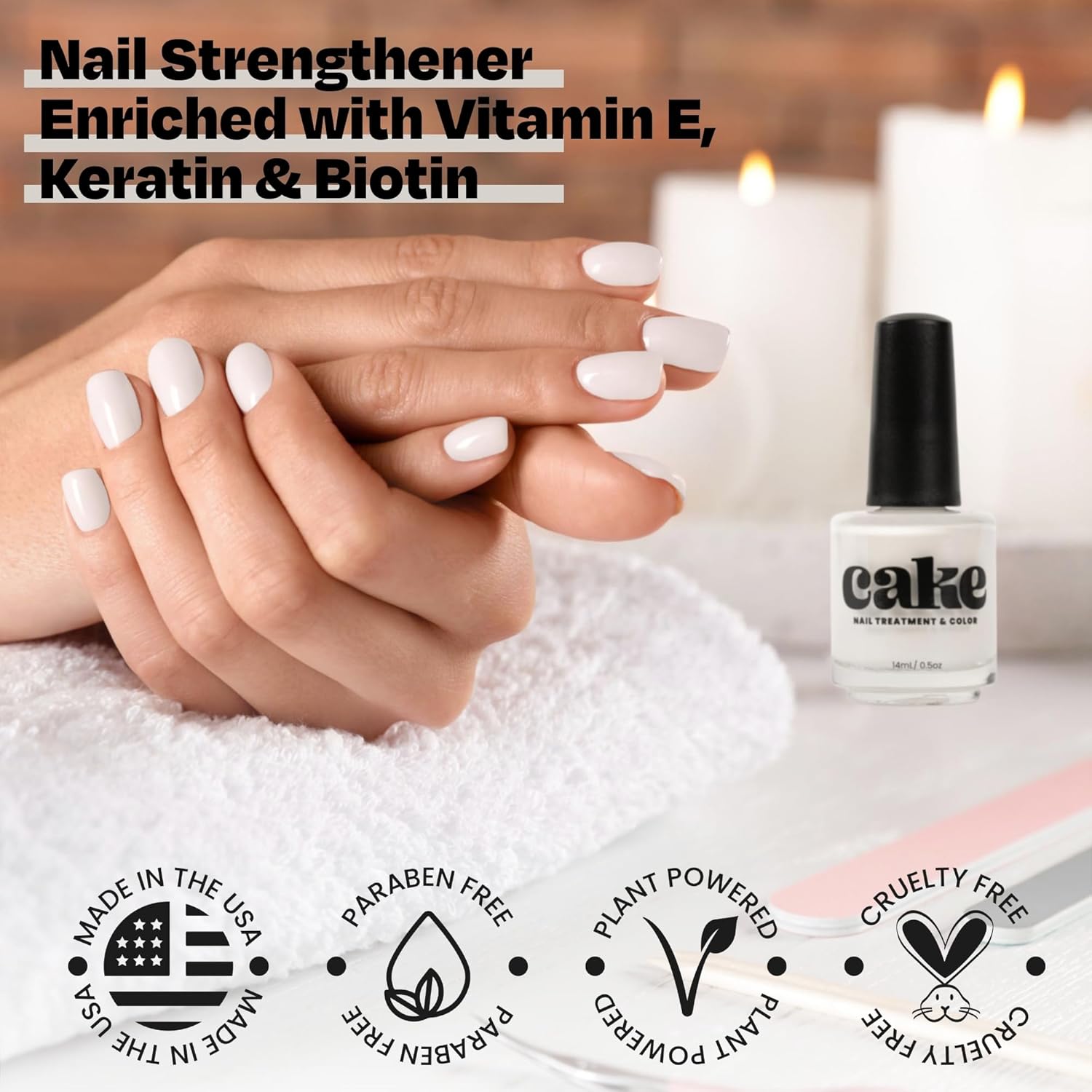 CAKE Nail Strengthening Polish - Blanc Canvas