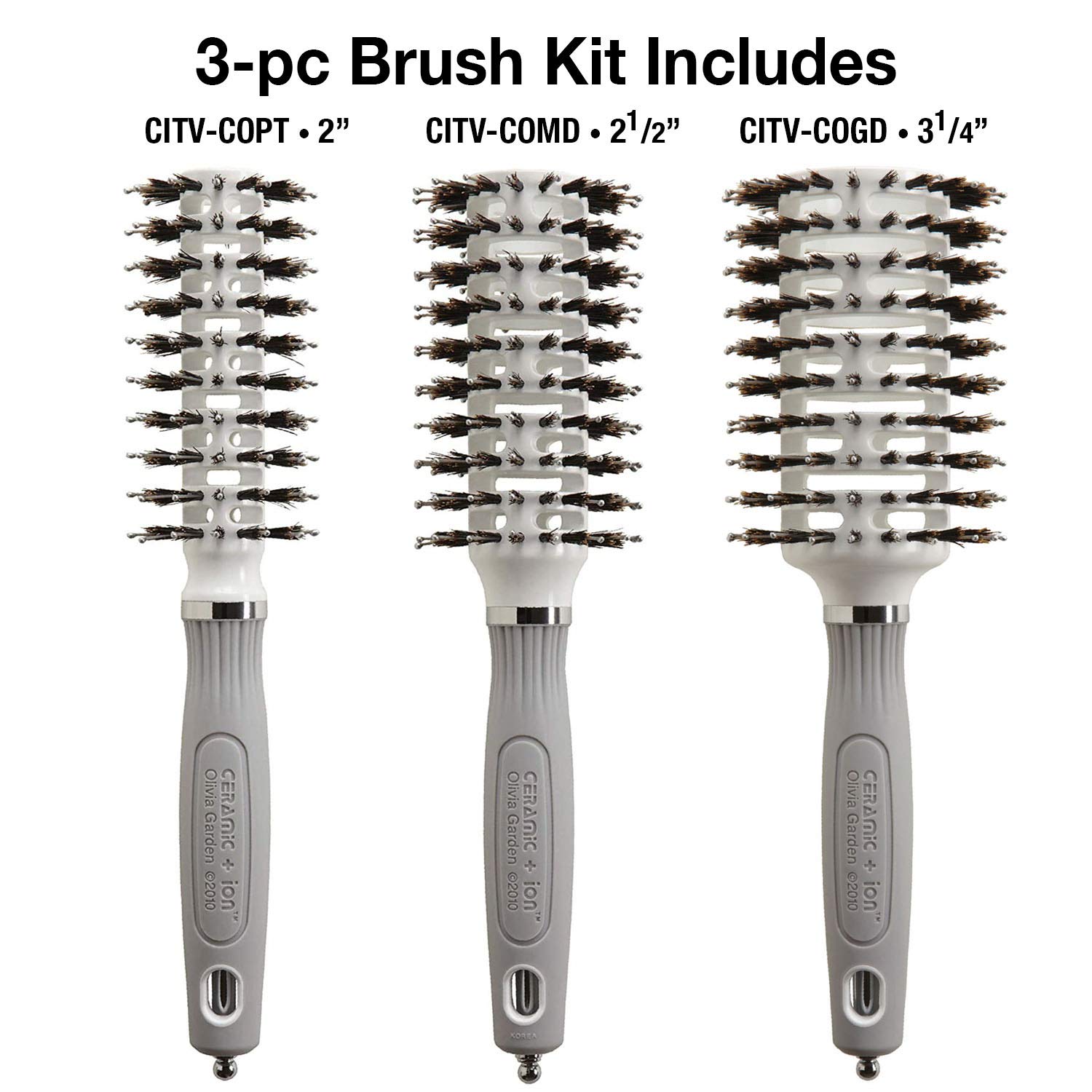 Olivia Garden Ceramic + Ion Turbo Vent Combo Hair Brush (ionic & 100% boar bristles)