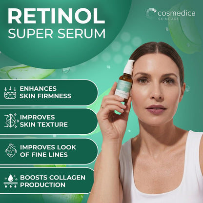Cosmedica 2.5% Retinol Face Serum with Hyaluronic Acid & Vitamin E, 1oz