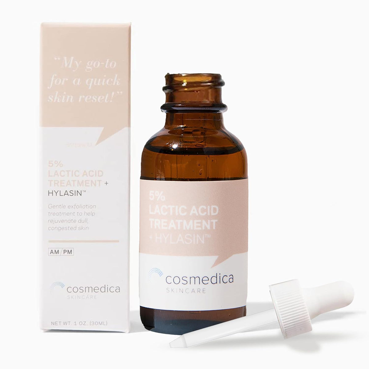 Cosmedica 5% Lactic Acid & Hylasin Serum - Dark Spot Remover for Face, 1oz
