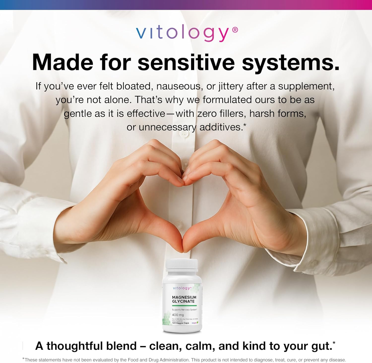 Magnesium Glycinate 400mg (TRAACS®) - 120 Veggie Capsules