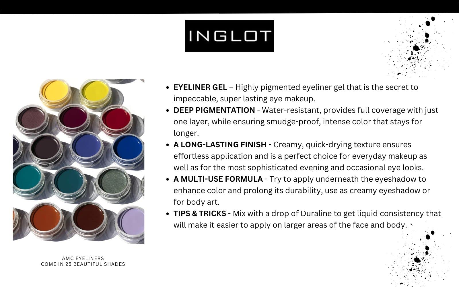 INGLOT Eyeliner Bundle - AMC Eyeliner Gel 90, AMC Eyeliner Gel 77 and Brush 30T (3-piece)