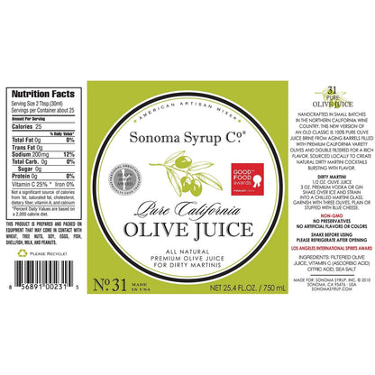 Sonoma Syrup No. 31 Pure California Olive Juice 25.4 oz